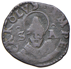 obverse: Milano. Carlo V d’Asburgo imperatore e duca di Milano (1535-1556). Terlina o quattrino (1536) MI gr. 1,40. Crippa –. MIR –. Rimoldi Carlo V –. Questo esemplare è un evidente e interessante errore di zecca tramite il quale la moneta è stata battuta al rovescio con lo stesso conio di dritto. Apparentemente inedito. BB 