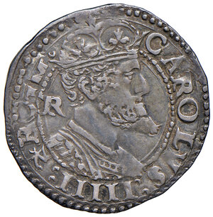 obverse: (L’) Aquila. Carlo d’Asburgo re di Spagna, delle Due Sicilie etc. (1516-1556), V come imperatore del S.R.I. (1519-1554). Carlino (sigla R; Luigi Ram m.d.z.) AG gr. 3,08. CNI 58. D’Andrea-Andreani 151. MIR 120. Raro. Patina di medagliere, BB 