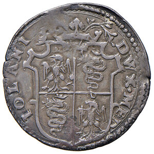 obverse: Milano. Filippo II di Spagna (1556-1598). Da 10 soldi AG gr. 3,07. Crippa 37. MIR 322. Molto rara. Bella patina di medagliere, buon BB