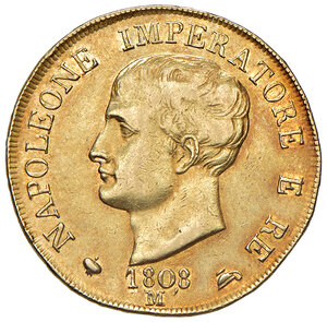 obverse: Milano. Napoleone I re d’Italia (1805-1814). Da 40 lire 1808 AV. Pagani 11. Crippa 24/C. MIR 479/2. Buon BB 