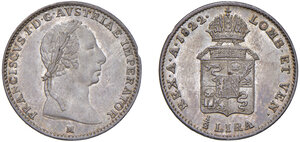 obverse: Milano. Francesco I d’Asburgo-Lorena (1815-1835). Mezza lira austriaca 1822 AG. Pagani 148. Crippa 8/A. MIR 507/1. Con cartellino originale di antica raccolta.  Saggio sul bordo, altrimenti SPL 