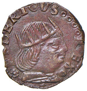 obverse: Napoli. Federico III d’Aragona (1496-1501). Cavallo (sigla L) AE gr. 1,71. P.R. 16b. MIR 110/3. Vall-Llosera i Tarrés 337b. Acquistato privatamente da Numismatica de Falco, Napoli. Raro. q.SPL 