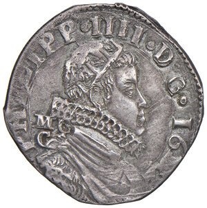 obverse: Napoli. Filippo IV di Spagna (1621-1665). Tarì 1622 (sigle MC/C; Michele Cavo m.d.z., 1626-1630 e Francesco Antonio di Costanzo m.d.p., 1621-1623) AG gr. 5,85. P.R. 30b. MIR 245/3. Magliocca 18. Buon BB