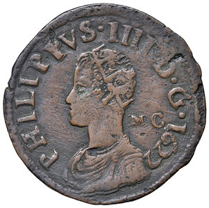 obverse: Napoli. Filippo IV di Spagna (1621-1665). Pubblica 1622 (sigla MC; Michele Cavo m.d.z., 1626-1630) AE gr. 13,68. P.R. 52. MIR 257. Magliocca 43.  Conservazione insolita, buon BB 