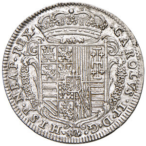 obverse: Napoli. Carlo II di Spagna (1665-1700). II periodo: re, 1674-1700. Tarì 1687 (sigle AG/A) AG gr. 5,65. P.R. 14. MIR 298/6. Magliocca 19. SPL 