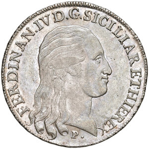 obverse: Napoli. Ferdinando IV di Borbone (1759-1816). I periodo: 1759-1799. Piastra da 120 grana 1798 AG gr. 27,48. P.R. 63. MIR 373/2. Magliocca 259. SPL  