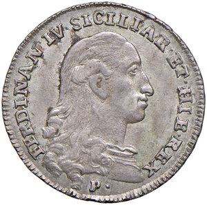 obverse: Napoli. Ferdinando IV di Borbone (1759-1816). I periodo: 1759-1799. Da 20 grana 1790 AG gr. 4,61. P.R. 80. MIR 384/1. Magliocca 277. Molto rara. Patina di medagliere iridescente, SPL  