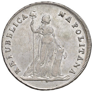 obverse: Napoli. Repubblica Partenopea (23 gennaio – 19 giugno 1799). Da 12 carlini anno VII AG gr. 27,48. P.R. 1. MIR 413. Magliocca 373. Acquistato privatamente da Numismatica de Falco, Napoli. Rara. Buon BB