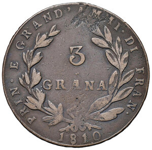 reverse: Napoli. Gioacchino Murat (1808-1815). Monetazione napoletana, 1808-1811. Da 3 grana 1810 CU. Pagani 49i. P.R. 5. MIR 436. Magliocca 410. Rara. BB 