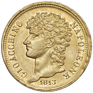 obverse: Napoli. Gioacchino Murat (1808-1815). Monetazione decimale, 1811-1815. Da 40 lire 1813 AV. Rami lunghi. Pagani 55g. P.R. –. MIR 439/2. Magliocca 414.  Rara. Fondi lucenti, SPL 