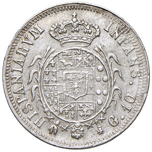 reverse: Napoli. Ferdinando I di Borbone (1816-1825). Da 10 grana 1818 AG. Pagani 90. P.R. 12. MIR 465. Magliocca 449. Ex asta Varesi 54/2009, 2147. q.SPL/SPL 