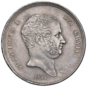 obverse: Napoli. Francesco I di Borbone (1825-1830). Da 120 grana 1825 AG. Pagani 109. P.R. 6. MIR 476. Magliocca 467. Graffietto al dr., altrimenti q.SPL