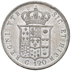 reverse: Napoli. Ferdinando II di Borbone (1830-1859). Da 120 grana 1842 AG. Pagani 203. P.R. 67. MIR 501/2. Magliocca 550. q.SPL/SPL