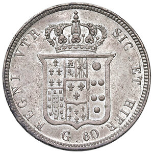 reverse: Napoli. Ferdinando II di Borbone (1830-1859). Da 60 grana 1838 AG. Pagani 234. P.R. 96. MIR 505/3. Magliocca 577. SPL 