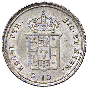 reverse: Napoli. Ferdinando II di Borbone (1830-1859). Da 10 grana 1836 AG. Pagani 288. P.R. 148. MIR 512/1. Magliocca 632. Fondi lucenti, q.FDC 