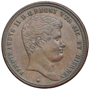 obverse: Napoli. Ferdinando II di Borbone (1830-1859). Da 10 tornesi 1833 CU. Pagani 326c. P.R. 181. MIR 518/3. Magliocca 667. Ex asta Artemide XXIX/2010, 708.  Rara. q.SPL