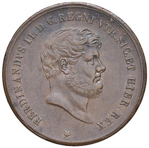 obverse: Napoli. Ferdinando II di Borbone (1830-1859). Da 10 tornesi 1856 CU. Pagani 350. P.R. 204. MIR 521/5. Magliocca 693. Rara. q.SPL 