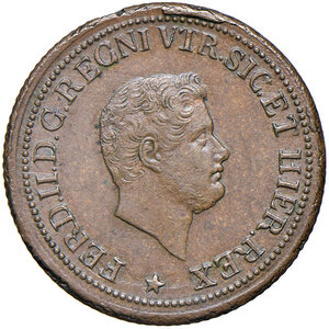 obverse: Napoli. Ferdinando II di Borbone (1830-1859). Da 1 tornese e mezzo 1854 CU. Pagani 451. P.R. 275. MIR 531/4. Magliocca 764. Ex asta Raffaele Negrini 30/2009, 1089. Raro. SPL 