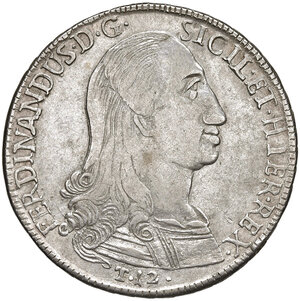 obverse: Palermo. Ferdinando III di Borbone (1759-1816). Da 12 tarì 1796 (Sigle Nd’-OV; Nicola d’Orgemont Vigevi m.d.z.) AG gr. 27,01. Spahr 21. MIR 603/1. BB 