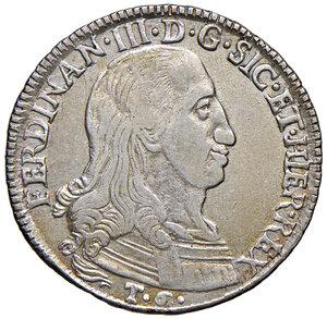 obverse: Palermo. Ferdinando III di Borbone (1759-1816). Da 6 tarì 1799 (Sigle JU-I; Giuseppe Ugo marchese della Favara interino) AG gr. 13,50. Pagani 20. Spahr 149. MIR 641/1. Molto rara. Buon BB