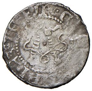 obverse: Pesaro. Giovanni Sforza reggenza di Camilla d’Aragona (1483-1489). Bolognino AG gr. 0,68. CNI 11. Cavicchi PS, 58 var. Bellesia Pesaro 9. Estremamente raro. q.BB