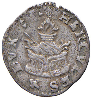 obverse: Reggio Emilia. Ercole I d’Este (1471-1505). Grosso da 2 soldi AG gr. 0,78. CNI –. MIR 1263. Raro. Leggera patina iridescente. Porosità, altrimenti buon BB 