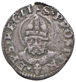 reverse: Reggio Emilia. Ercole I d’Este (1471-1505). Grosso da 2 soldi AG gr. 0,78. CNI –. MIR 1263. Raro. Leggera patina iridescente. Porosità, altrimenti buon BB 