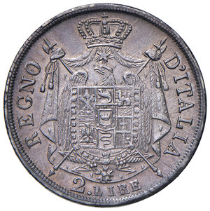 reverse: Bologna. Napoleone I re d’Italia (1805-1814). Da 2 lire 1812 (B su M) AG. Pagani 53b. Ex asta Finarte 335/1980, 3. Rara. SPL 