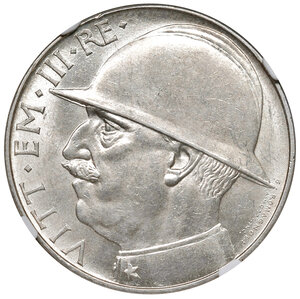 obverse: Savoia. Vittorio Emanuele III re d’Italia (1900-1946). Da 20 lire 1928/VI AG. Elmetto. Pagani 680. MIR 1129a.  In slab Classical Coin Grading MS 62 cert. n. AB479330. q.FDC 