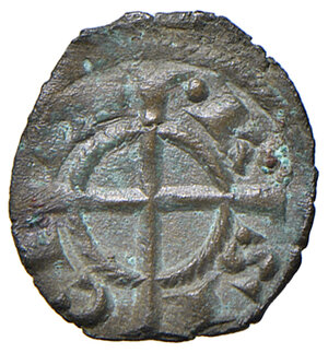 reverse: Brindisi. Federico II di Svevia re di Sicilia (1198-1250) e imperatore dal 1220. Quarto di denaro 1221 MI gr. 0,31. Spahr 111. MEC 14, 543. D’Andrea Hohenstaufen 117. Molto raro. Migliore di BB 