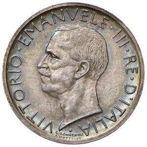 obverse: Savoia. Vittorio Emanuele III re d’Italia (1900-1946). Da 5 lire 1932 AG. Per numismatici. Pagani 715. MIR 1137j. Tiratura di 50 esemplari.  Rarissima. Patina iridescente, FDC 