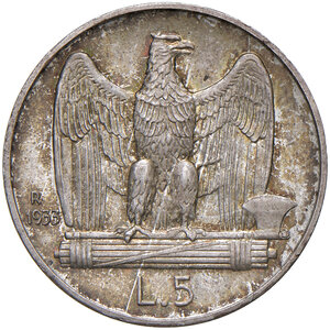 reverse: Savoia. Vittorio Emanuele III re d’Italia (1900-1946). Da 5 lire 1933 AG. Per numismatici. Pagani 716. MIR 1137k. Tiratura di 50 esemplari. Rarissima. FDC 