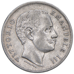 obverse: Savoia. Vittorio Emanuele III re d’Italia (1900-1946). Lira 1905 AG. Aquila araldica. Pagani 765. MIR 1145c. Molto rara. BB 