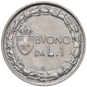 reverse: Savoia. Vittorio Emanuele III re d’Italia (1900-1946). Buono da 1 lira 1921 NI. Prova. Pagani prove e progetti 267. Luppino 449. Rarissima. FDC 