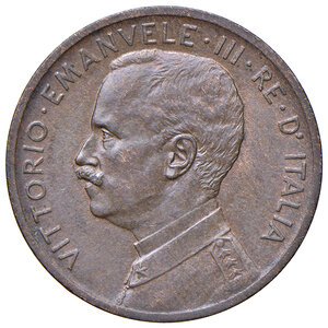 obverse: Savoia. Vittorio Emanuele III re d’Italia (1900-1946). Da 5 centesimi 1908 CU. Italia su prora. Pagani 892. MIR 1163a. Rara. q.FDC 