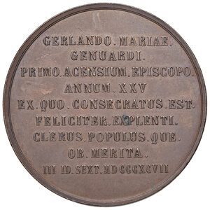 reverse: Sicilia. Acireale. Gerlando Maria Genuardi vescovo (1839-1907). Medaglia 1897 AE gr. 37,52 Ø 44 mm. Opus: autore sconosciuto. Per i 25 anni di consacrazione episcopale. Rara. SPL 