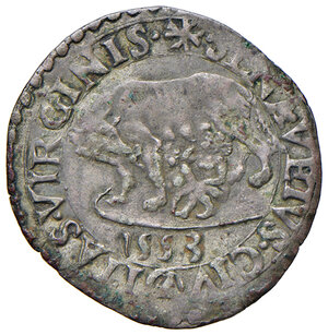 reverse: Siena. Repubblica. Monete con data. Bolognino da 6 quattrini 1553 (segno lettera A entro cerchio: Agnolo Fraschini zecchiere, 1548-1555) AG gr. 1,08. MIR 564 (segno 56; II serie). Castelli 200 (segno 56). Molto raro. Migliore di BB