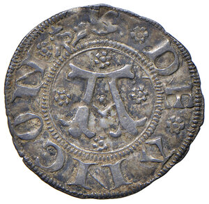 obverse: Ancona. Repubblica (secc. XII-XV). Emissioni del sec. XV. Bolognino (sigla di zecchiere AP in monogramma solo al dr.) AG gr. 0,69. Dubbini-Mancinelli –. Villoresi 56. Tipo con sigla di zecchiere AP in monogramma sormontata da crocetta solo al dritto. Rarissimo. Patina di medagliere, q.SPL 