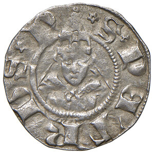 reverse: Sulmona. Carlo III di Durazzo (1382-1385). Bolognino (sigla M gotica) AG gr. 0,93. CNI 18. MEC 14, –. D’Andrea-Andreani 2. MIR 768. Giuliani-Fabrizi 93c.  Molto raro. Buon BB 