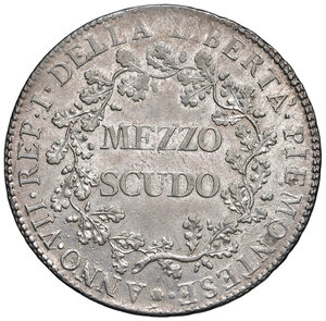 obverse: Torino. Repubblica Piemontese (1798-1799). Mezzo scudo anno VII AG gr. 17,58. Pagani 1. MIR 1006. Raro. SPL