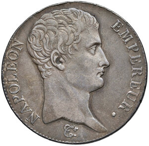 obverse: Torino. Napoleone I imperatore (1805-1814). Da 5 franchi anno 14 (1805) AG. Pagani 26. MIR 1017/2. Molto rara. Patina di medagliere, buon BB 