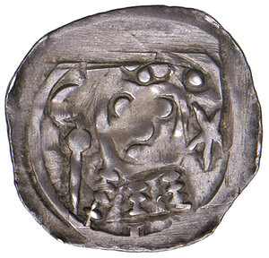 obverse: Aquileia. Emissioni della seconda metà del sec. XII. Denaro AG gr. 1,28. Bernardi 3b. Raro. Buon BB 