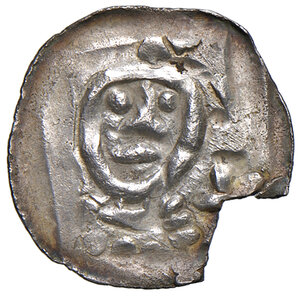 obverse: Aquileia?. Emissioni della seconda metà del sec. XII. Denaro frisacense AG gr. 1,04. Bernardi 2 var. c). Raro. Mancanza di metallo, altrimenti buon BB 