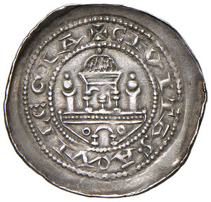 reverse: Aquileia. Volchero di Ellenbrechtskirchen (1204-1218). Denaro AG gr. 1,06. Bernardi 11. MIR 9. MEC 12, –. Rarissimo. q.SPL 