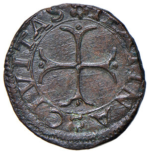 reverse: Chieti. Carlo VIII re di Francia (1495). Cavallo AE gr. 1,96. D’Andrea-Andreani 31. MIR –. Tipo con scudo striato al dritto. Rarissimo e difficilmente reperibile in questo stato di conservazione. q.SPL 