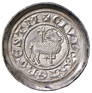 reverse: Trieste. Givardo (1199-1212). Denaro 1209 AG gr. 1,24. Bernardi GA, pag. 69. MIR 279. MEC 12, –. Ex asta Numismatica Ranieri 3/2011, 271. Rarissimo. Debolmente impresso, altrimenti migliore di SPL 