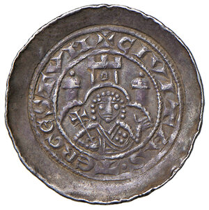 reverse: Trieste. Corrado (1213-1230). Denaro AG gr. 0,98. Bernardi C, pag. 71. MIR 280. MEC 12, –. Estremamente raro. Migliore di BB 