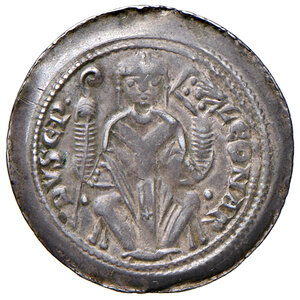 obverse: Trieste. Leonardo (1231-1233). Denaro AG gr. 1,20. Bernardi L, pag. 72. MIR 281. MEC 12, –. Molto raro. Migliore di BB 