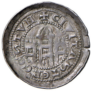 reverse: Trieste. Comune (1254-1257). Denaro AG gr. 1,04. Bernardi T, pag. 78. MIR 285. MEC 12, 950. Raro. Frattura marginale del tondello, altrimenti buon BB 