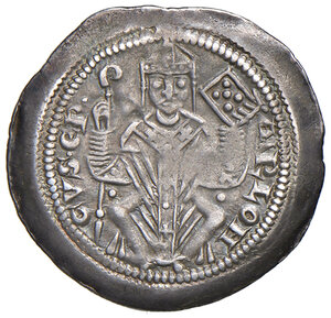 obverse: Trieste. Arlongo (1254-1280). Denaro AG gr. 1,03. Bernardi AR, pag. 80. MIR 287. MEC 12, 952. Raro. Leggera patina iridescente, migliore di BB 